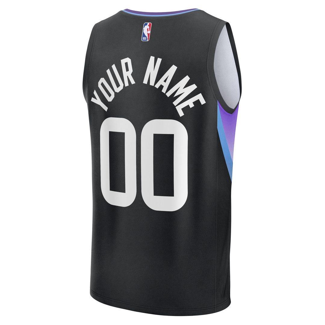 Utah Jazz Fanatics Youth Fast Break Custom Replica Jersey - Black - Statement Edition