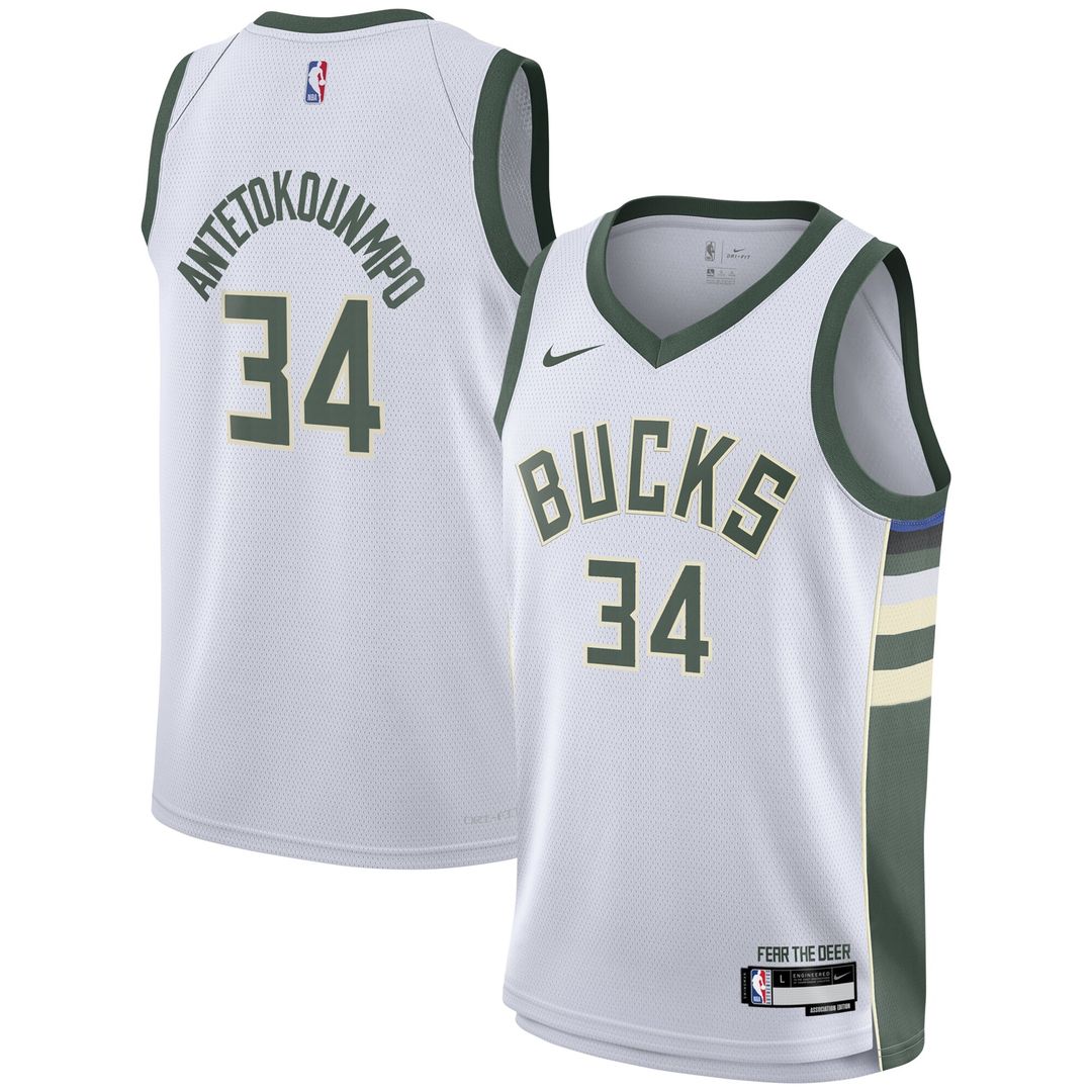 Milwaukee Bucks Giannis Antetokounmpo Nike Youth Swingman Jersey - Association Edition - White