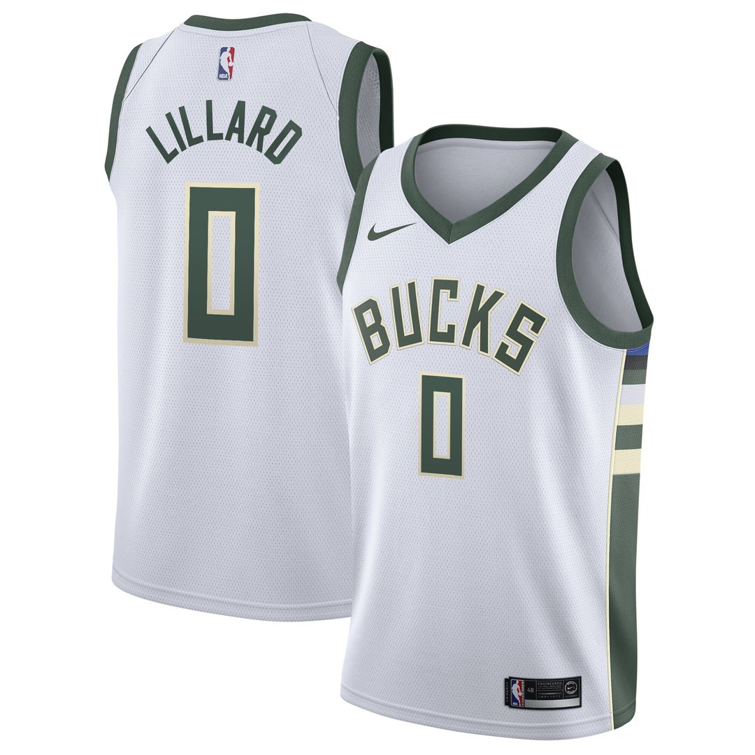 Milwaukee Bucks Damian Lillard Nike Unisex Swingman Player Jersey - Association Edition - White