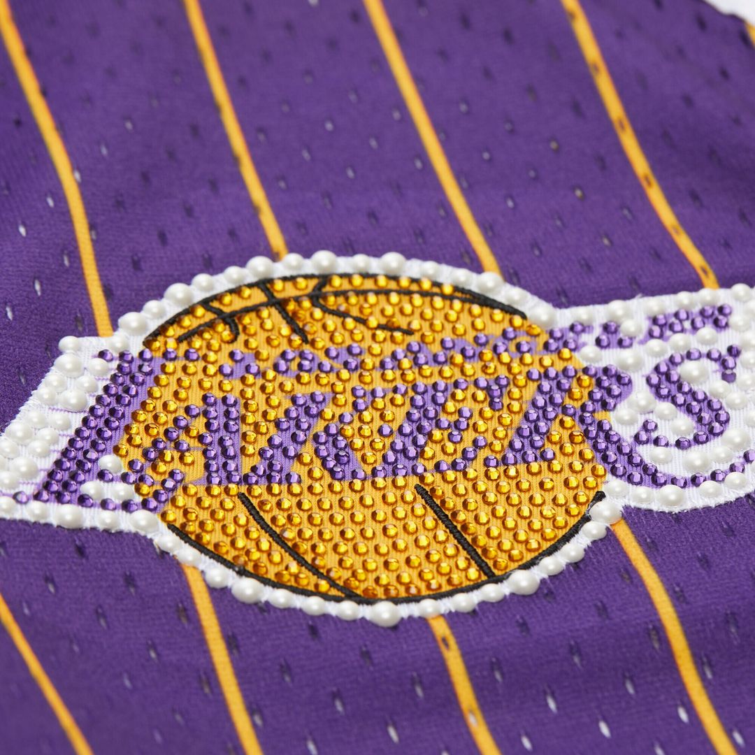 Los Angeles Lakers Mitchell & Ness x DANNIJO Women's Fashion Baseball Jersey - Purple