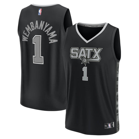 San Antonio Spurs Victor Wembanyama Fanatics Fast Break Replica Player Jersey - Statement Edition - Black