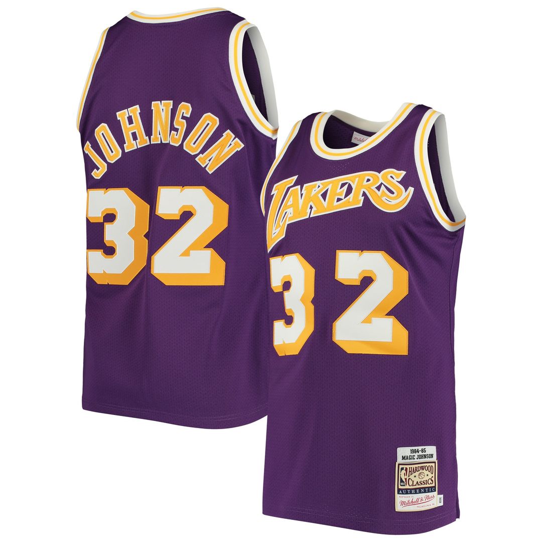 Los Angeles Lakers Magic Johnson Mitchell & Ness 1984/85 Hardwood Classics Authentic Jersey - Purple