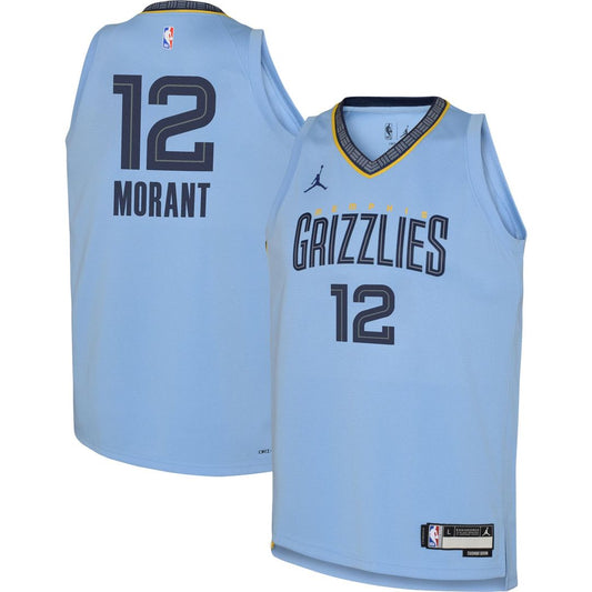 Memphis Grizzlies Ja Morant Jordan Brand Youth Swingman Jersey - Statement Edition - Light Blue