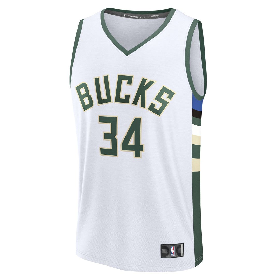 Milwaukee Bucks Giannis Antetokounmpo Fanatics Fast Break Replica Player Jersey - Association Edition - White