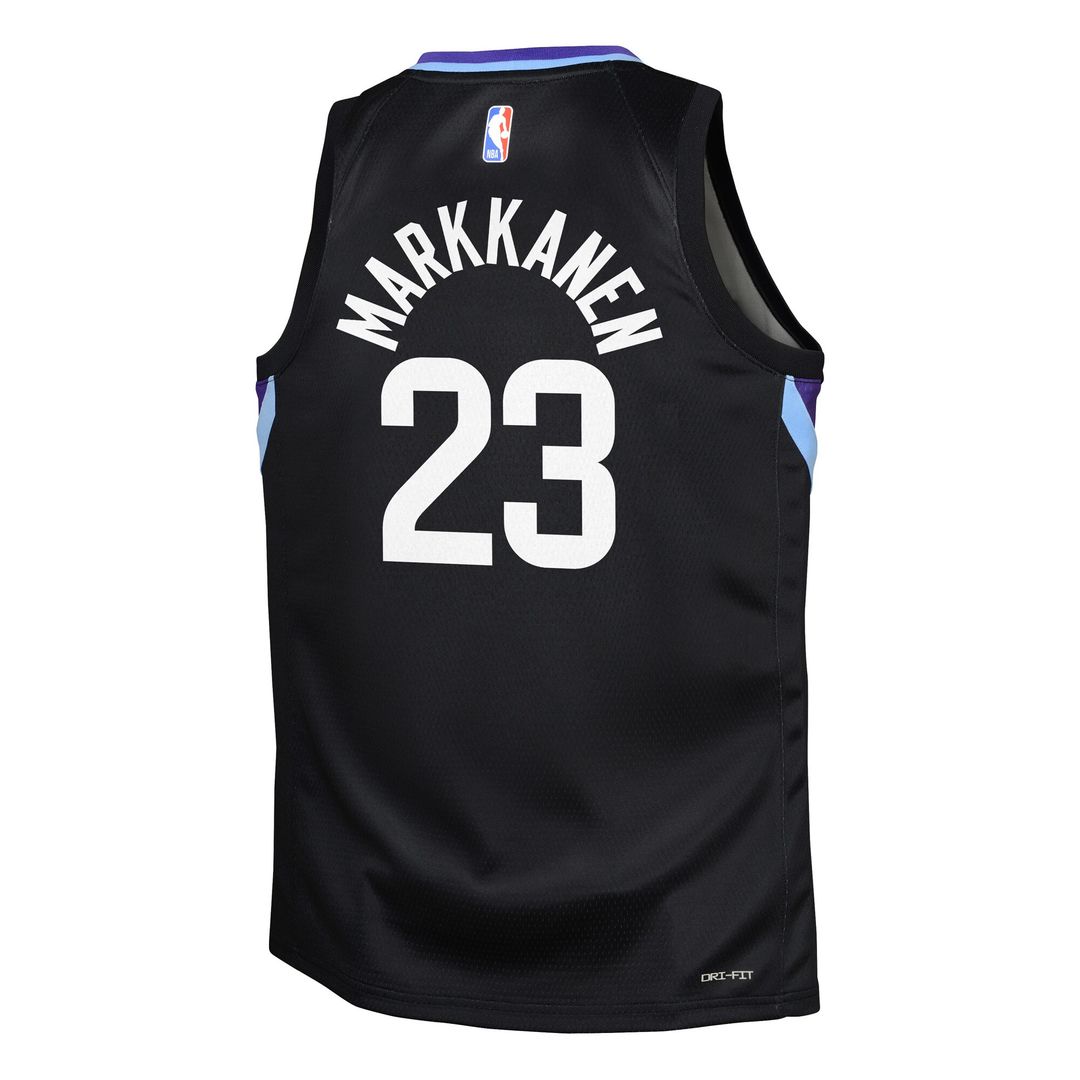 Utah Jazz Lauri Markkanen Jordan Brand Youth Swingman Jersey - Statement Edition - Black