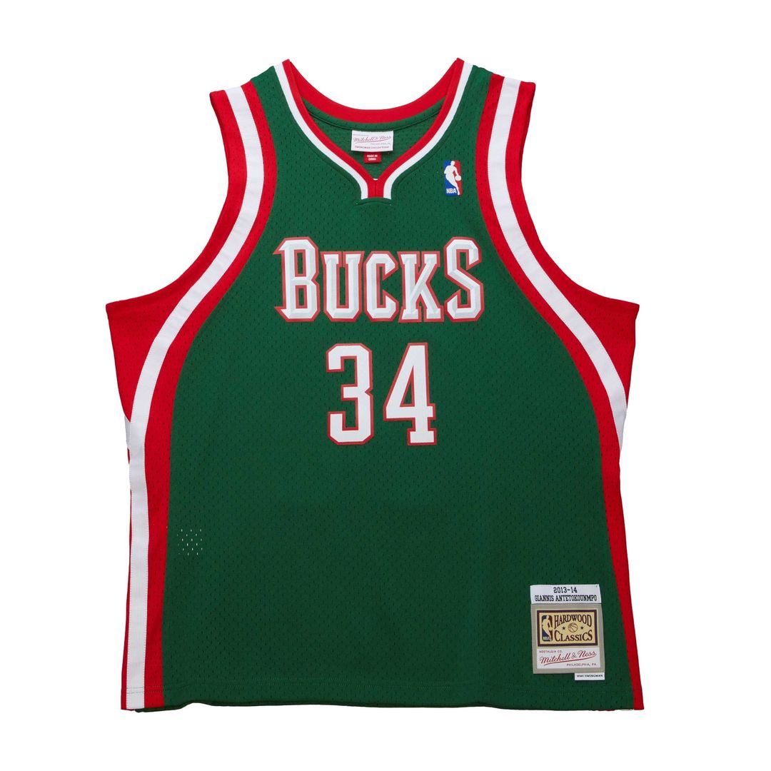 Milwaukee Bucks Giannis Antetokounmpo Mitchell & Ness 2013/14 Hardwood Classics Swingman Jersey - Hunter Green