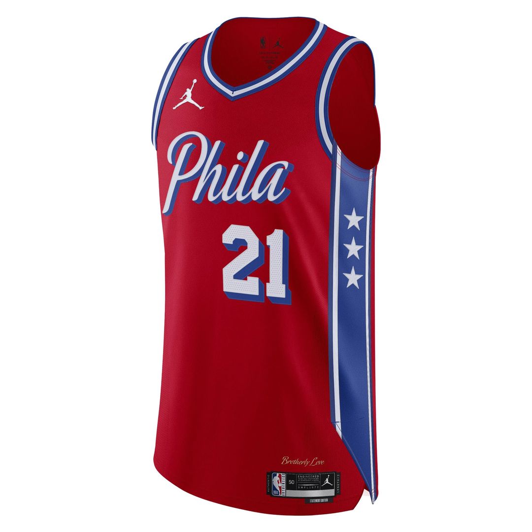 Philadelphia 76ers Joel Embiid Jordan Brand Authentic Player Jersey - Statement Edition - Red