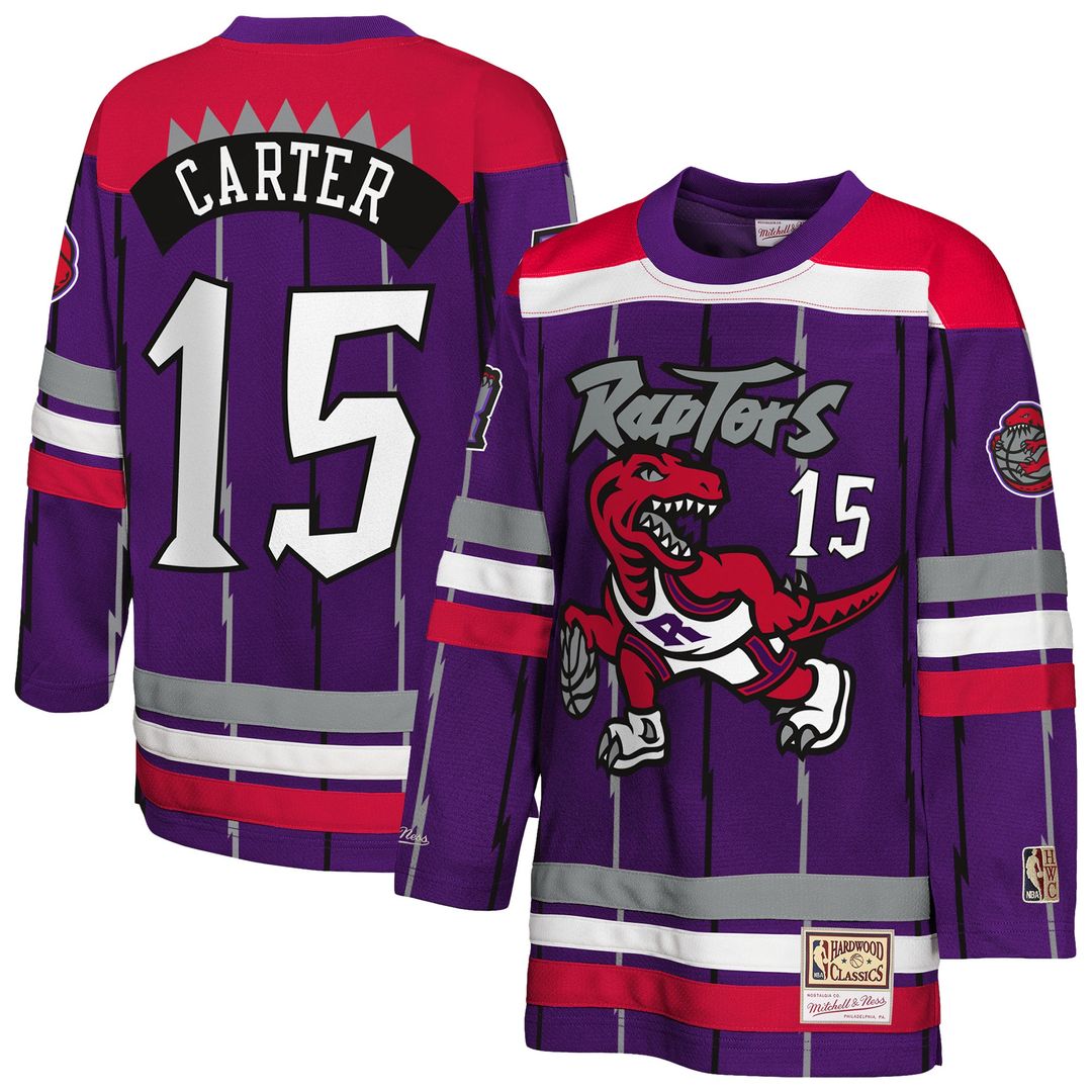 Toronto Raptors Vince Carter Mitchell & Ness Youth Maxxed Out 2.0 Fashion Hockey Jersey - Purple