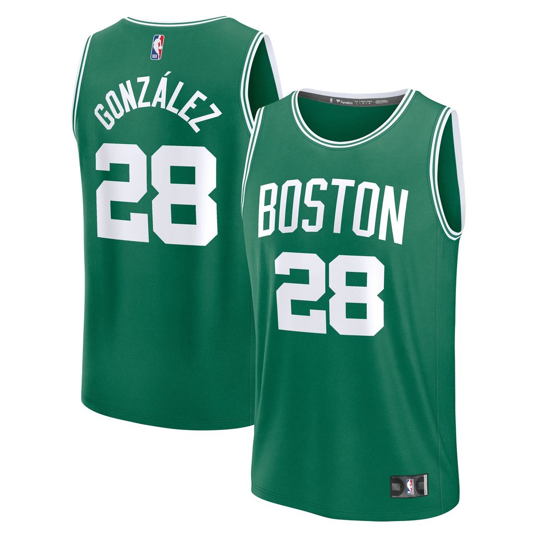 Boston Celtics Hugo Gonzalez Fanatics Youth 2025 NBA Draft First Round Pick Fast Break Replica Jersey - Icon Edition - Kelly Green