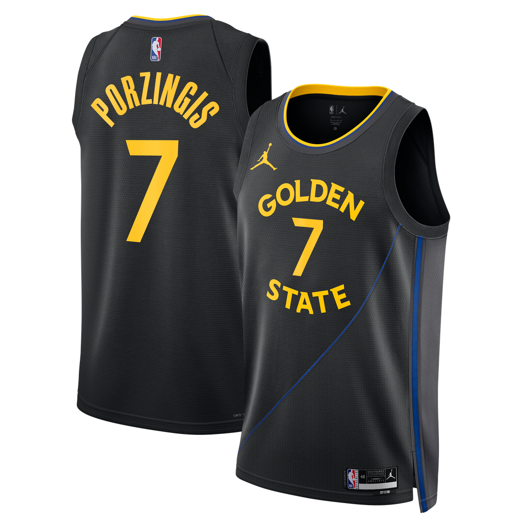 Golden State Warriors Kristaps Porziņģis Jordan Brand Unisex Swingman Jersey - Statement Edition - Black