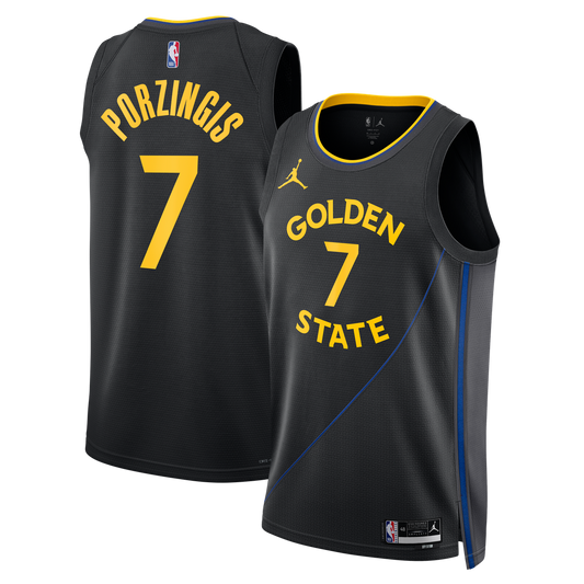 Golden State Warriors Kristaps Porziņģis Jordan Brand Unisex Swingman Jersey - Statement Edition - Black