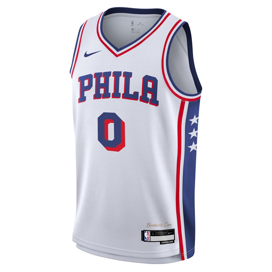 Philadelphia 76ers Tyrese Maxey Nike Youth Association Swingman Jersey - White
