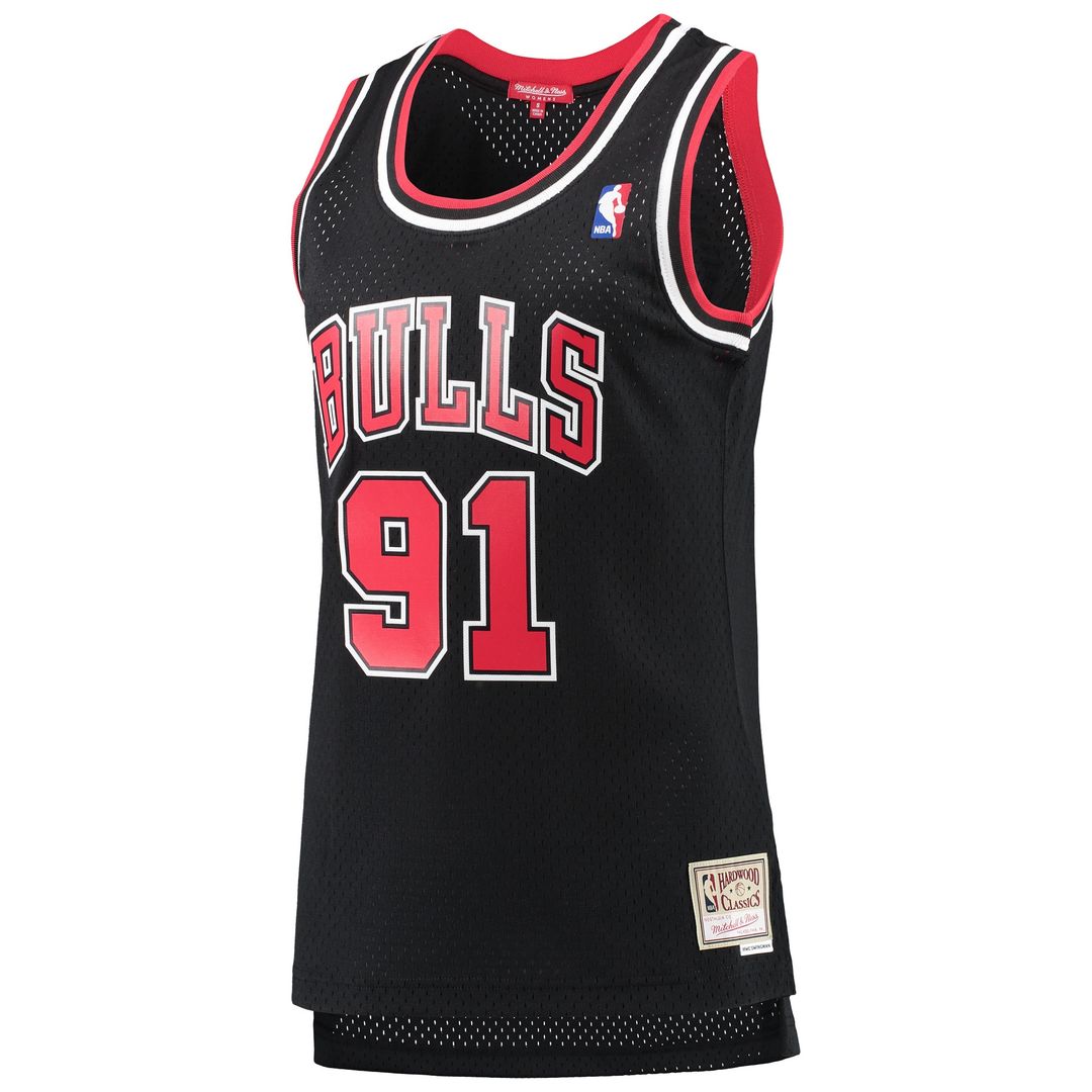 Chicago Bulls Dennis Rodman Mitchell & Ness Women's Hardwood Classics Swingman Jersey - Black
