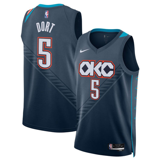 Oklahoma City Thunder Luguentz Dort Nike Unisex 2025/26 Swingman Jersey - Navy - City Edition