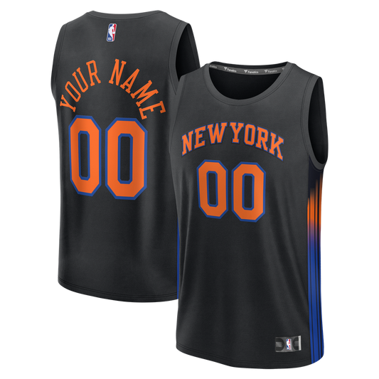 New York Knicks Fanatics Youth Fast Break Custom Jersey - Statement Edition - Black