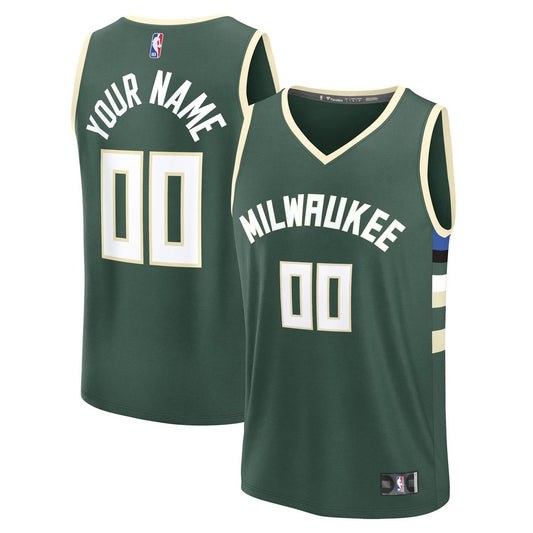 Milwaukee Bucks Fanatics Fast Break Custom Jersey - Icon Edition - Green