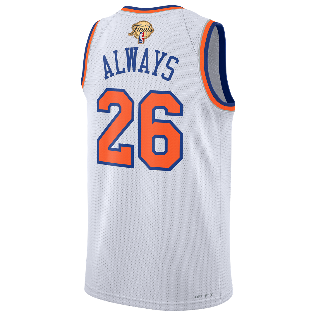 New York Knicks Nike Unisex 2026 NBA Finals Champions Always 26 Swingman Jersey - White - Association Edition