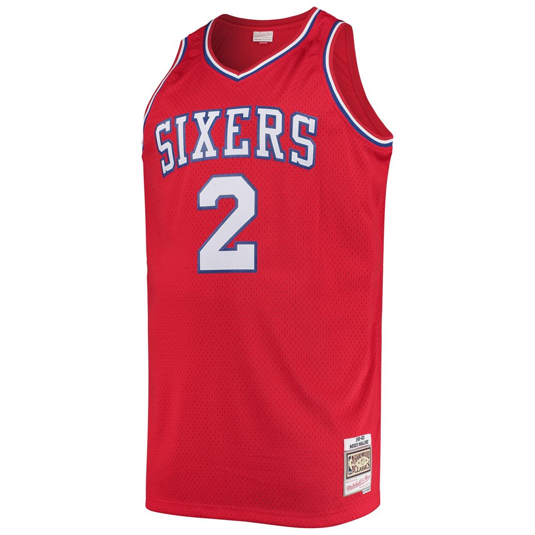 Philadelphia 76ers Moses Malone Mitchell & Ness 1982/83 Big & Tall Hardwood Classics Swingman Jersey - Red