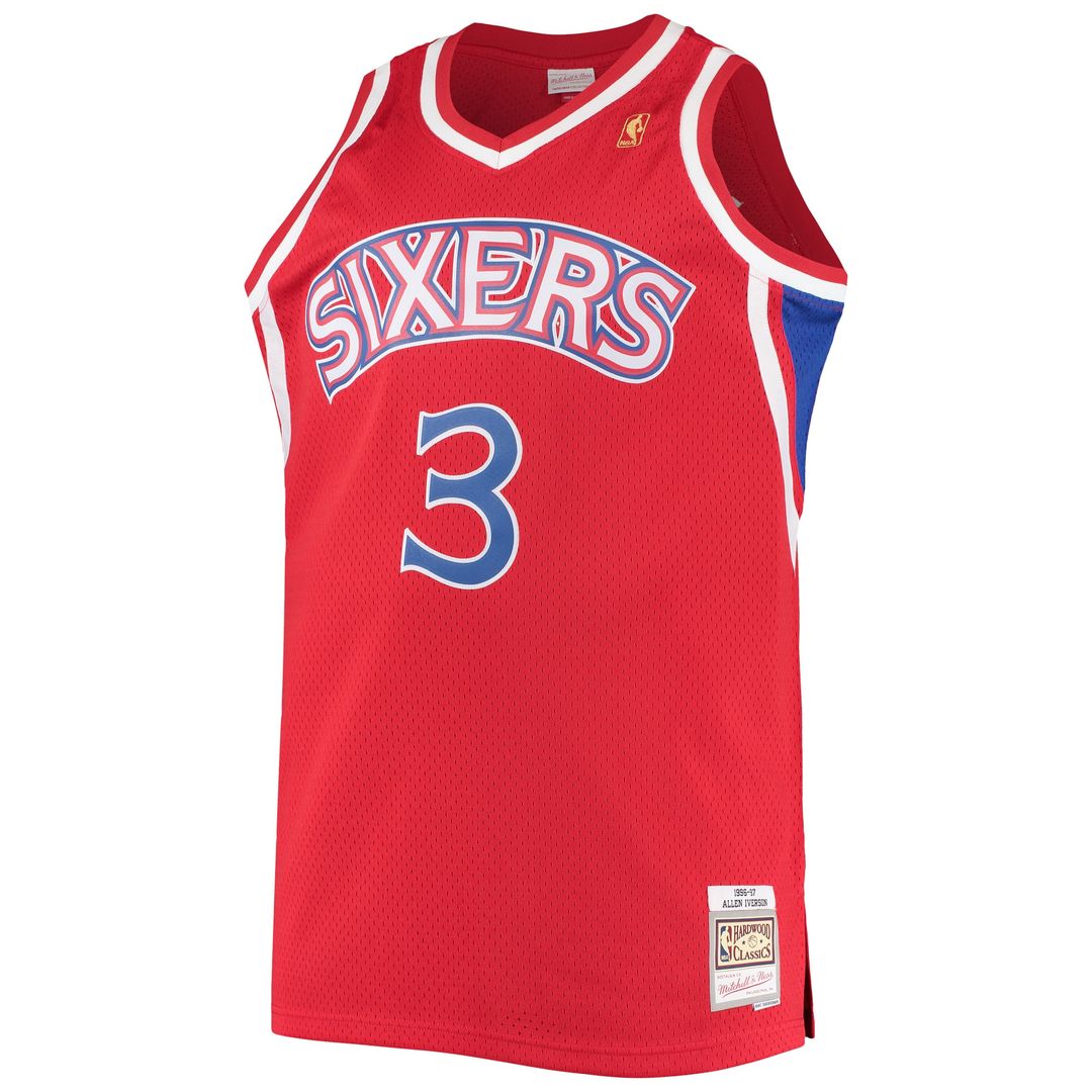 Philadelphia 76ers Allen Iverson Mitchell & Ness 1996/97 Big & Tall Hardwood Classics Swingman Jersey - Red