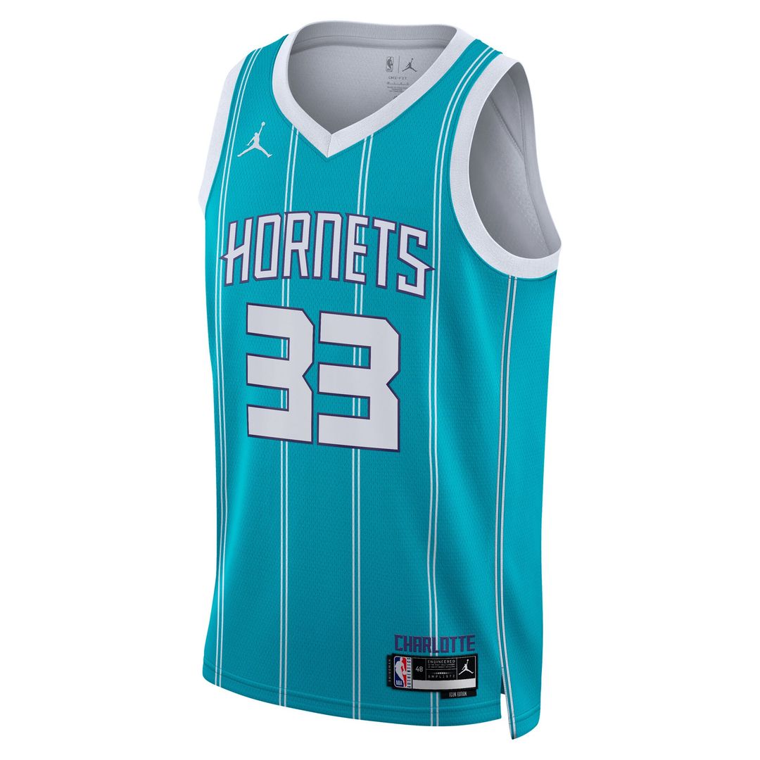 Charlotte Hornets Liam McNeeley Jordan Brand Unisex Swingman Jersey - Teal - Icon Edition
