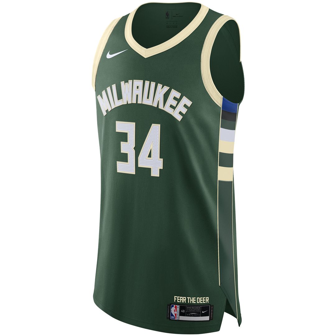Milwaukee Bucks Giannis Antetokounmpo Nike Authentic Jersey - Icon Edition - Hunter Green