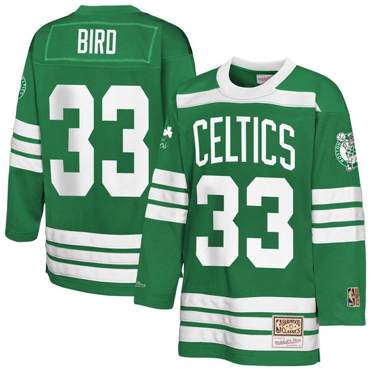 Boston Celtics Larry Bird Mitchell & Ness Youth Maxxed Out 2.0 Fashion Hockey Jersey - Kelly Green