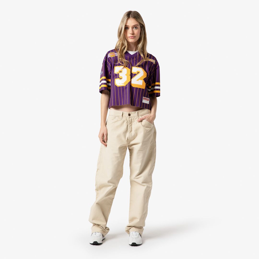 Los Angeles Lakers Magic Johnson Mitchell & Ness x DANNIJO Women's Cropped Football Fashion Jersey - Purple