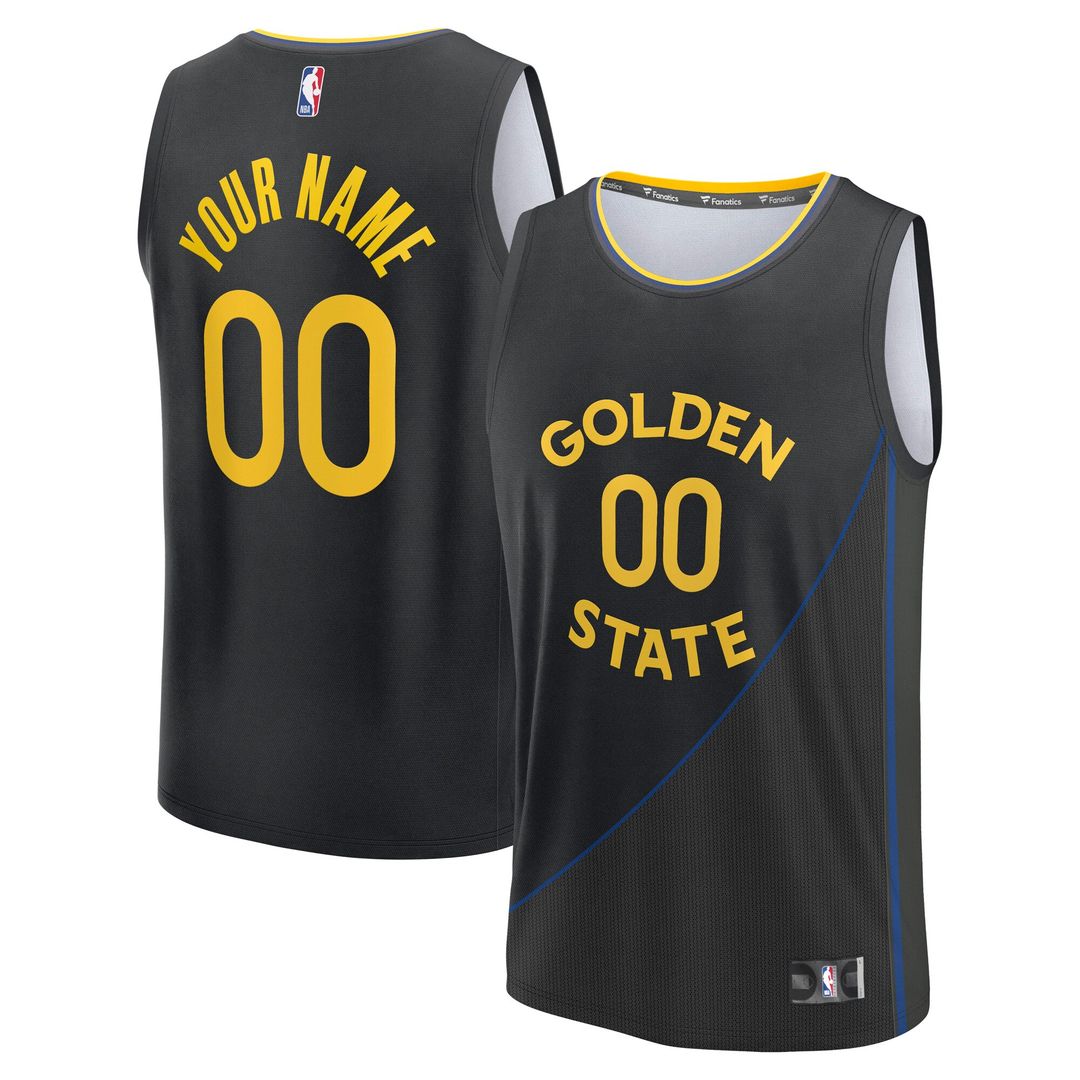 Golden State Warriors Fanatics Youth Fast Break Custom Replica Jersey - Black - Statement Edition