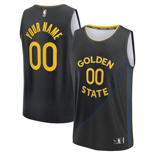 Golden State Warriors Fanatics Youth Fast Break Custom Replica Jersey - Black - Statement Edition