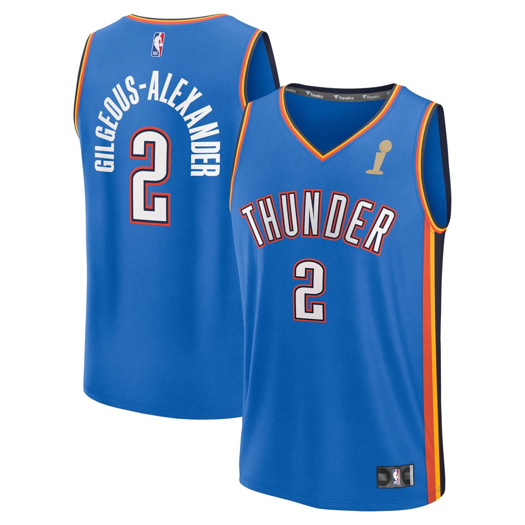 Oklahoma City Thunder Shai Gilgeous - Alexander Fanatics Youth 2025 NBA Finals Champions Fast Break Replica Player Jersey - Blue - Icon Edition
