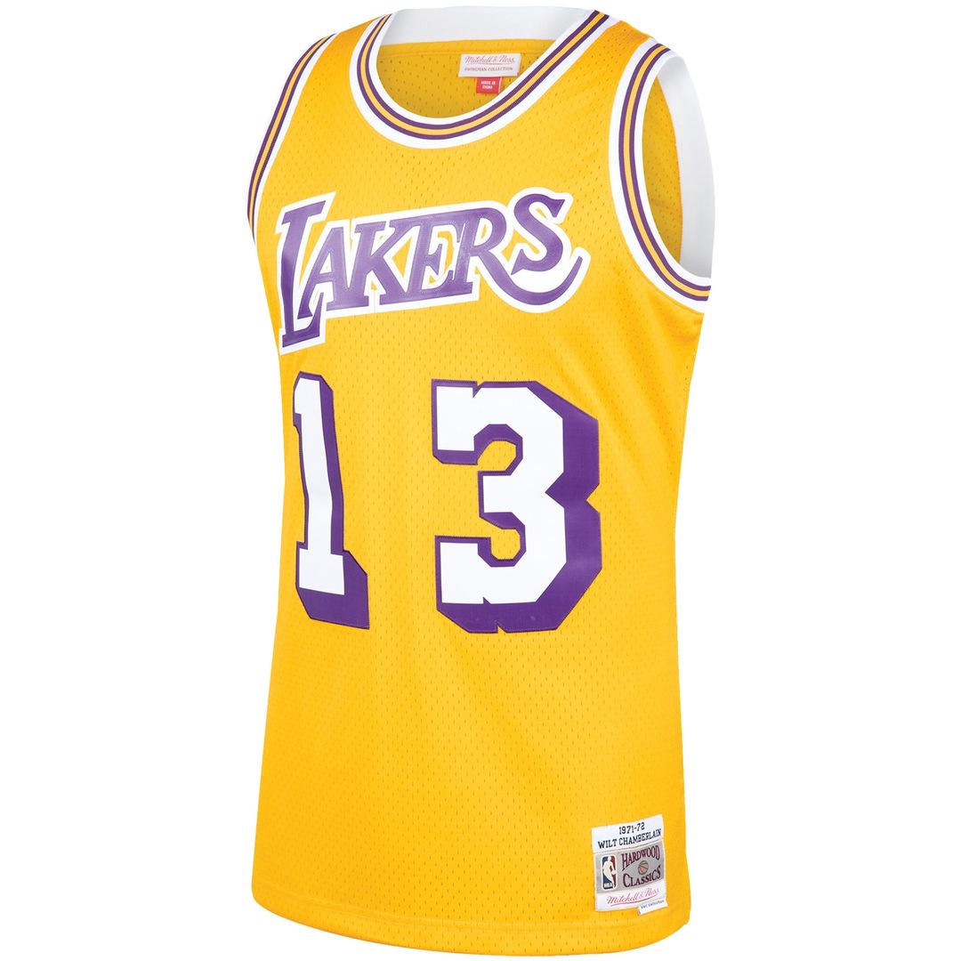 Los Angeles Lakers Wilt Chamberlain Mitchell & Ness 1971/72 Hardwood Classics Swingman Jersey - Gold