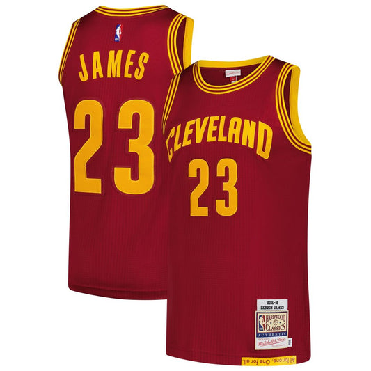 Cleveland Cavaliers LeBron James Mitchell & Ness Hardwood Classics 2015/16 Authentic Jersey - Wine
