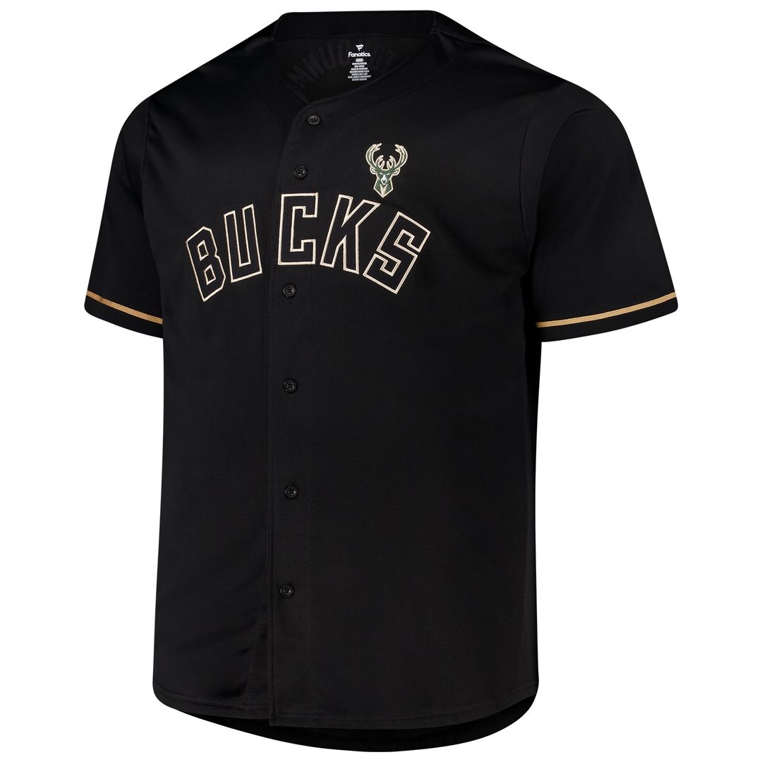 Milwaukee Bucks Giannis Antetokounmpo Profile Big & Tall Name & Number Button - Up Jersey - Black