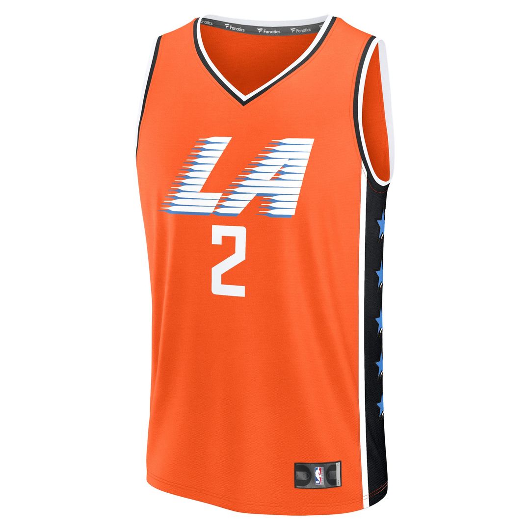 LA Clippers Kawhi Leonard Fanatics Youth 2025/26 City Edition Fast Break Jersey - Orange