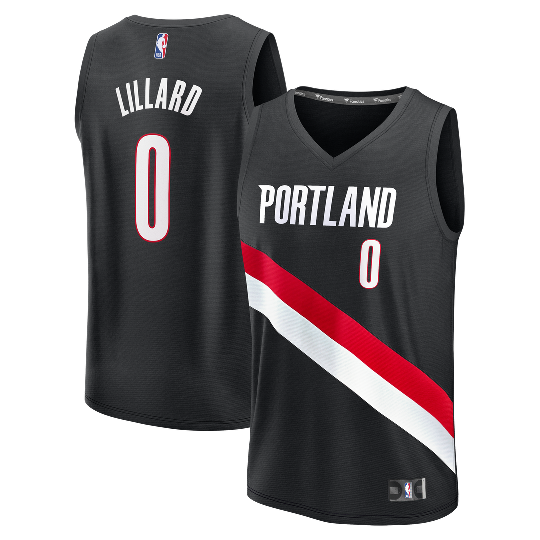Portland Trail Blazers Damian Lillard Fanatics Youth Fast Break Replica Jersey - Black - Icon Edition