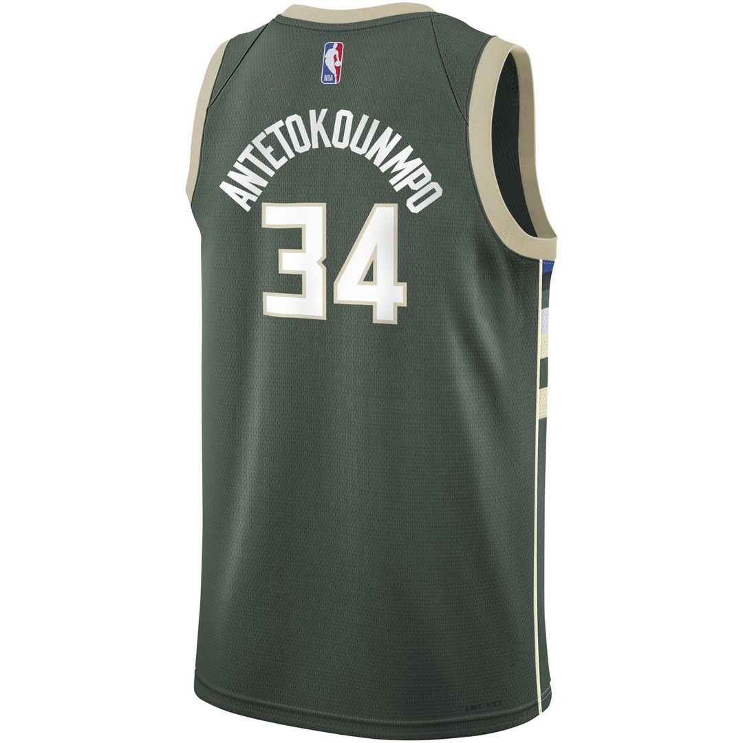 Milwaukee Bucks Giannis Antetokounmpo Nike Youth Swingman Jersey - Icon Edition - Hunter Green