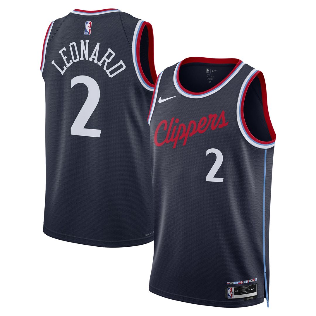 LA Clippers Kawhi Leonard Nike Unisex 2024/25 Swingman Jersey - Navy - Icon Edition