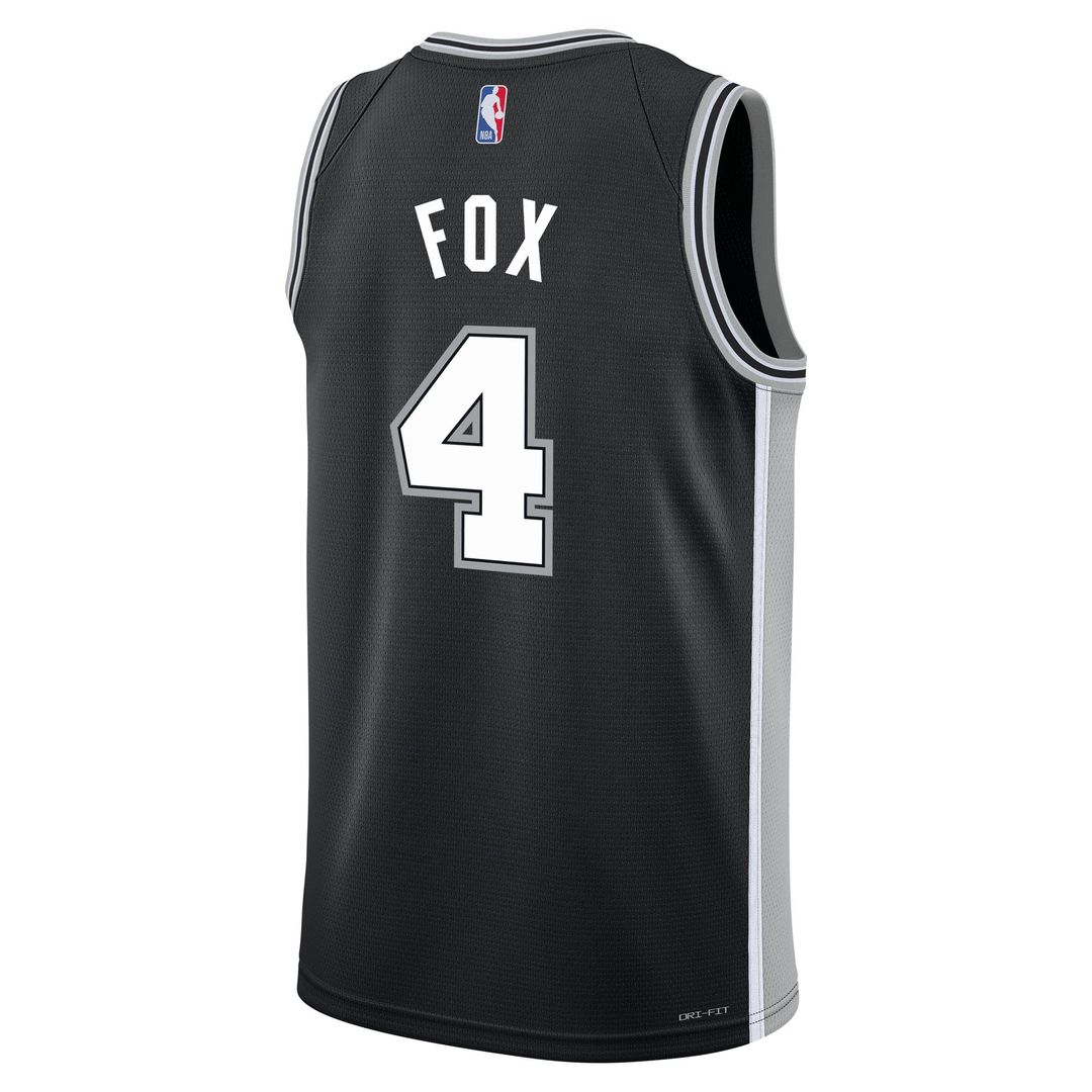 San Antonio Spurs De'Aaron Fox Nike Youth Swingman Jersey - Icon Edition - Black