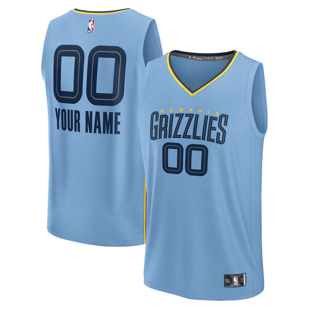 Memphis Grizzlies Fanatics Youth Fast Break Custom Jersey - Statement Edition - Light Blue