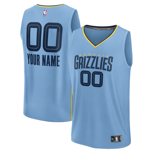 Memphis Grizzlies Fanatics Youth Fast Break Custom Jersey - Statement Edition - Light Blue
