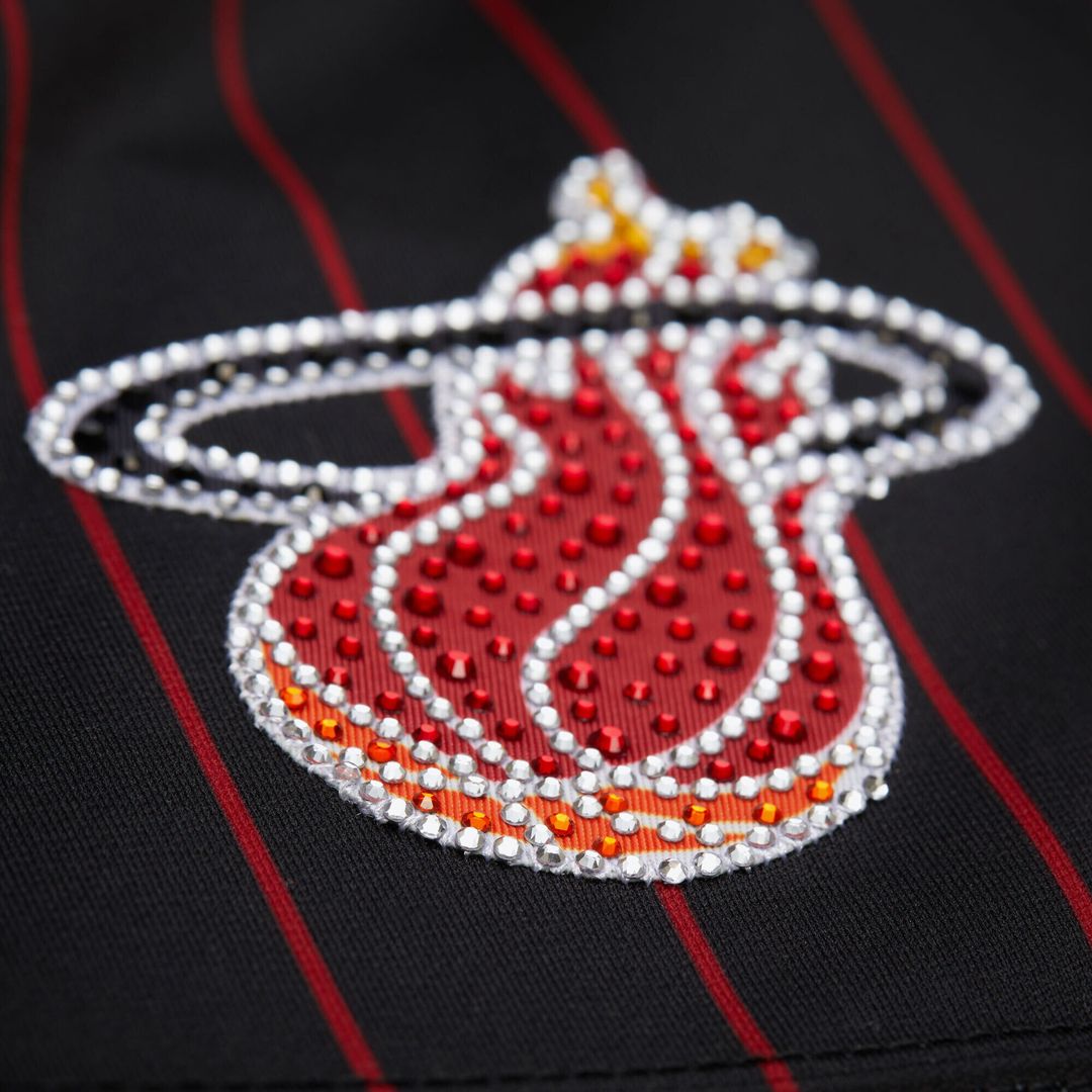 Miami Heat Dwyane Wade Mitchell & Ness x DANNIJO Women's Cropped Football Fashion Jersey - Black