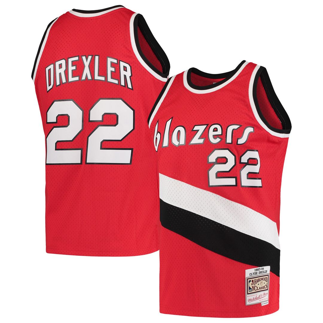 Portland Trail Blazers Clyde Drexler Mitchell & Ness 1983/84 Hardwood Classics Swingman Jersey - Red
