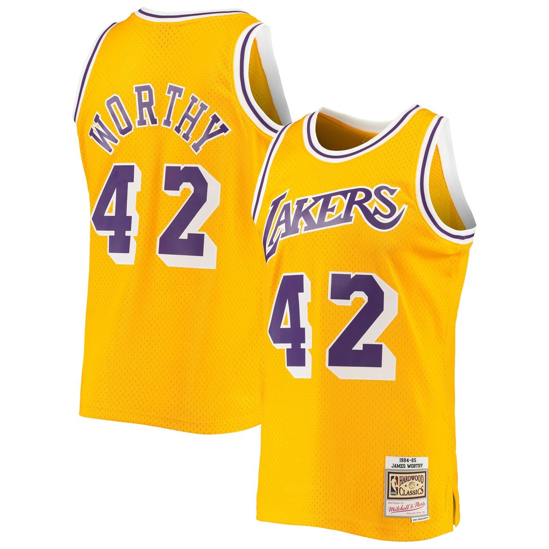 Los Angeles Lakers James Worthy Mitchell & Ness 1984/85 Hardwood Classics Swingman Jersey - Gold