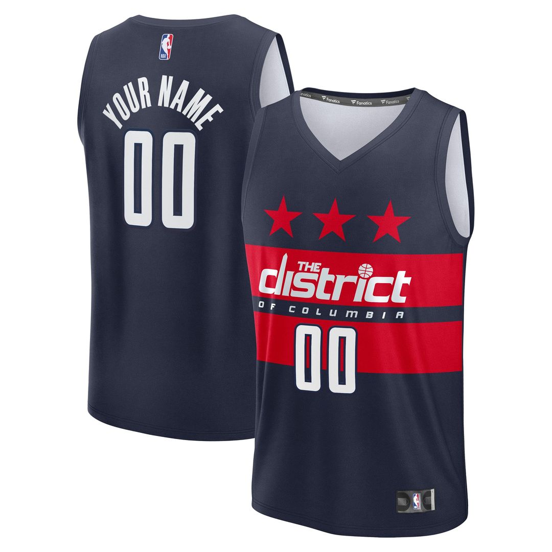 Washington Wizards Fanatics Youth Fast Break Custom Replica Jersey - Navy - Statement Edition