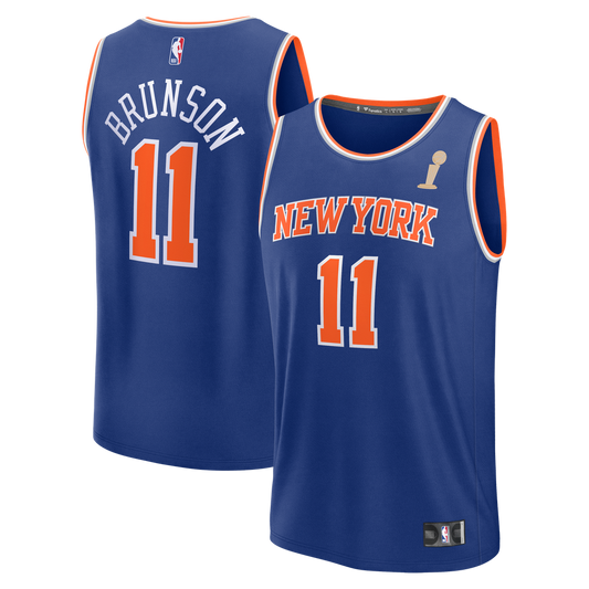 New York Knicks Jalen Brunson Fanatics Youth 2026 NBA Finals Champions Fast Break Replica Jersey - Icon Edition - Blue
