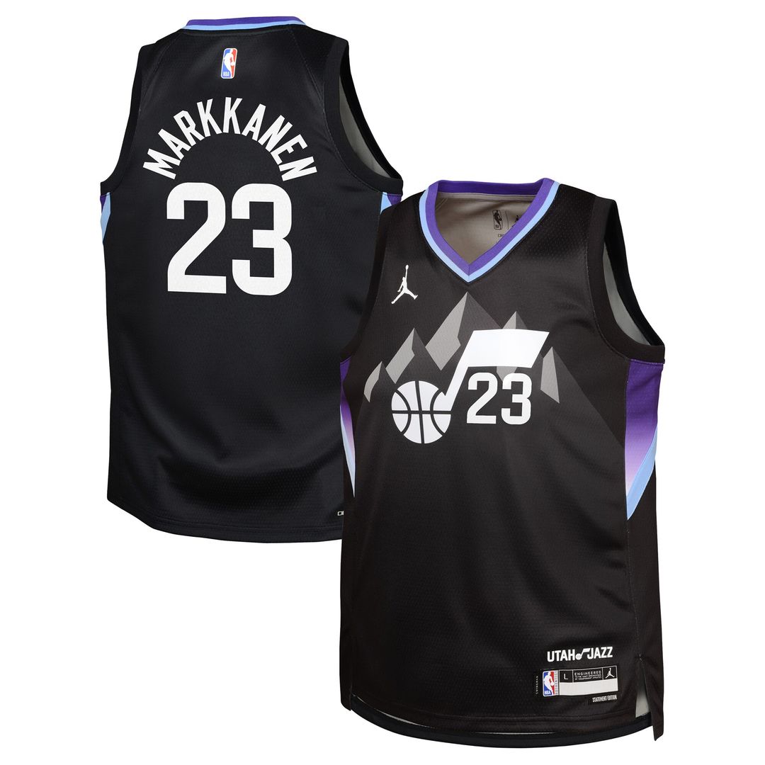 Utah Jazz Lauri Markkanen Jordan Brand Youth Swingman Jersey - Statement Edition - Black
