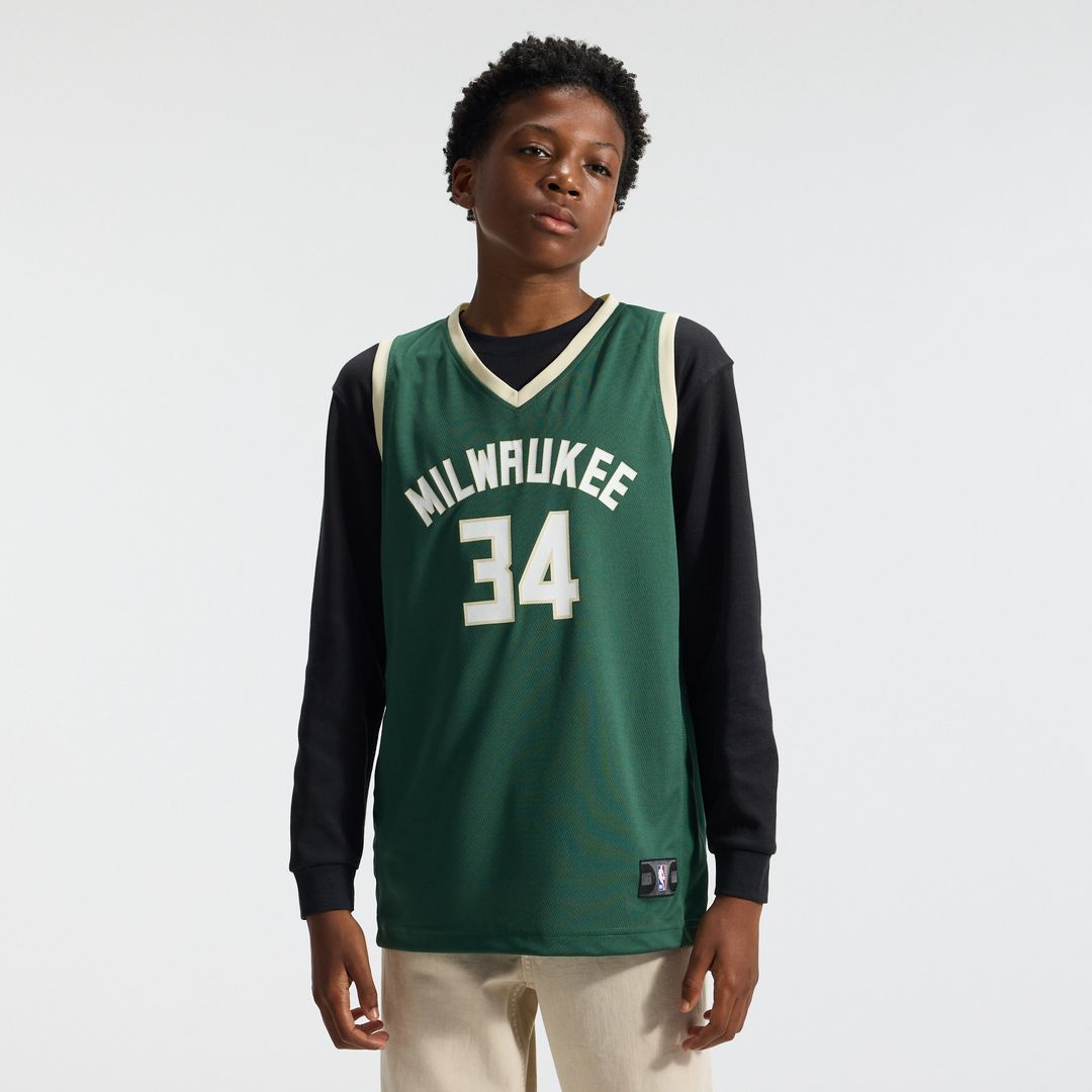 Milwaukee Bucks Giannis Antetokounmpo Fanatics Youth Fast Break Replica Player Jersey - Icon Edition - Hunter Green