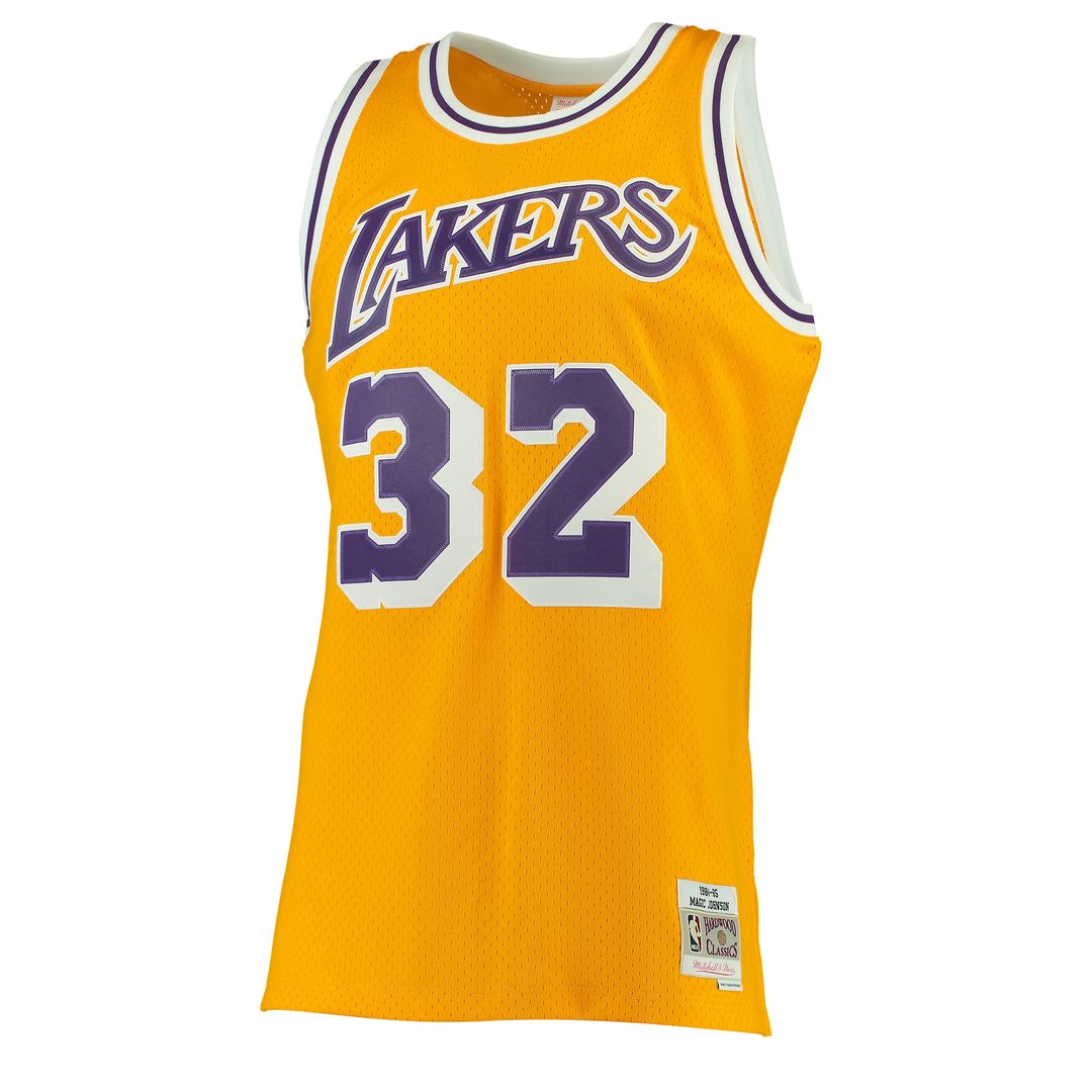 Los Angeles Lakers Magic Johnson Mitchell & Ness 1984/85 Hardwood Classics Swingman Jersey - Gold