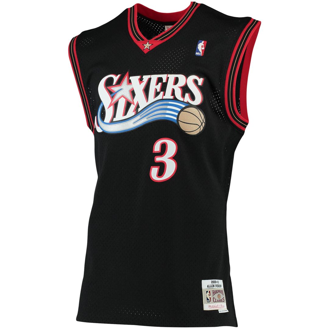Philadelphia 76ers Allen Iverson Mitchell & Ness 2000/01 Big & Tall Hardwood Classics Swingman Jersey - Black
