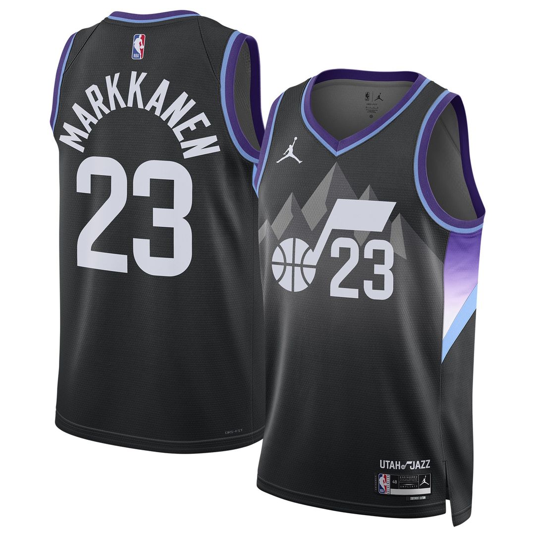 Utah Jazz Lauri Markkanen Jordan Brand Unisex 2024/25 Swingman Jersey - Statement Edition - Black